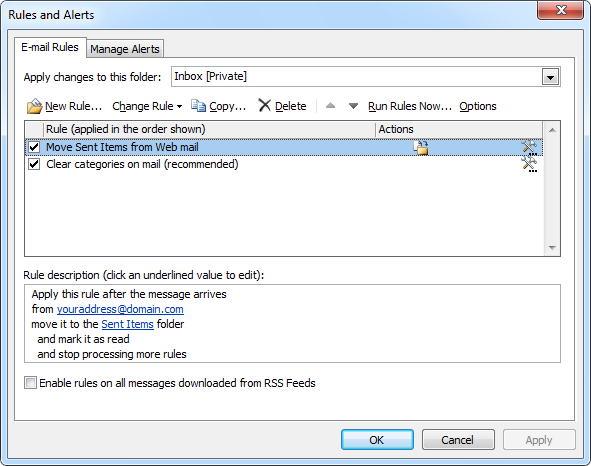 how to see sent emails in outlook