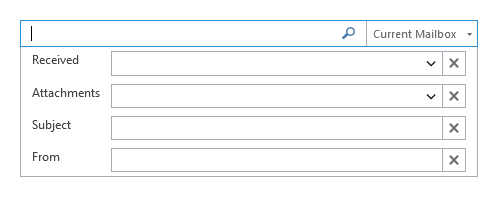 Add frequently used Search fields to your Search form in Outlook 2016 to create queries quicker.