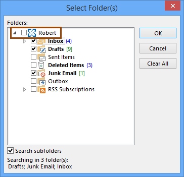 When selecting specific folders, make sure the root folder is not selected.