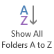 In Outlook 2013, you can use the "Show All Folders A to Z" button to toggle between a free hand sorting order of the folders or an alphabetcal order.