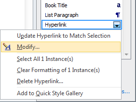 Modify the Hyperlink style.