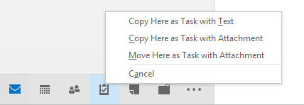 To create a Task with the message attached, drag & drop with your right mouse button instead.