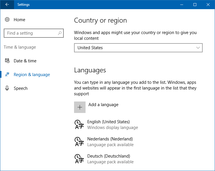 Adding support for an additional language in Windows 10. (click on image to enlarge)