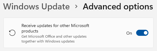 Configure Windows Update to also check for updates for other Microsoft Products like Microsoft Office.