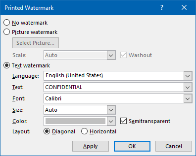 Printer Watermark - Define your own text watermark (confidential).